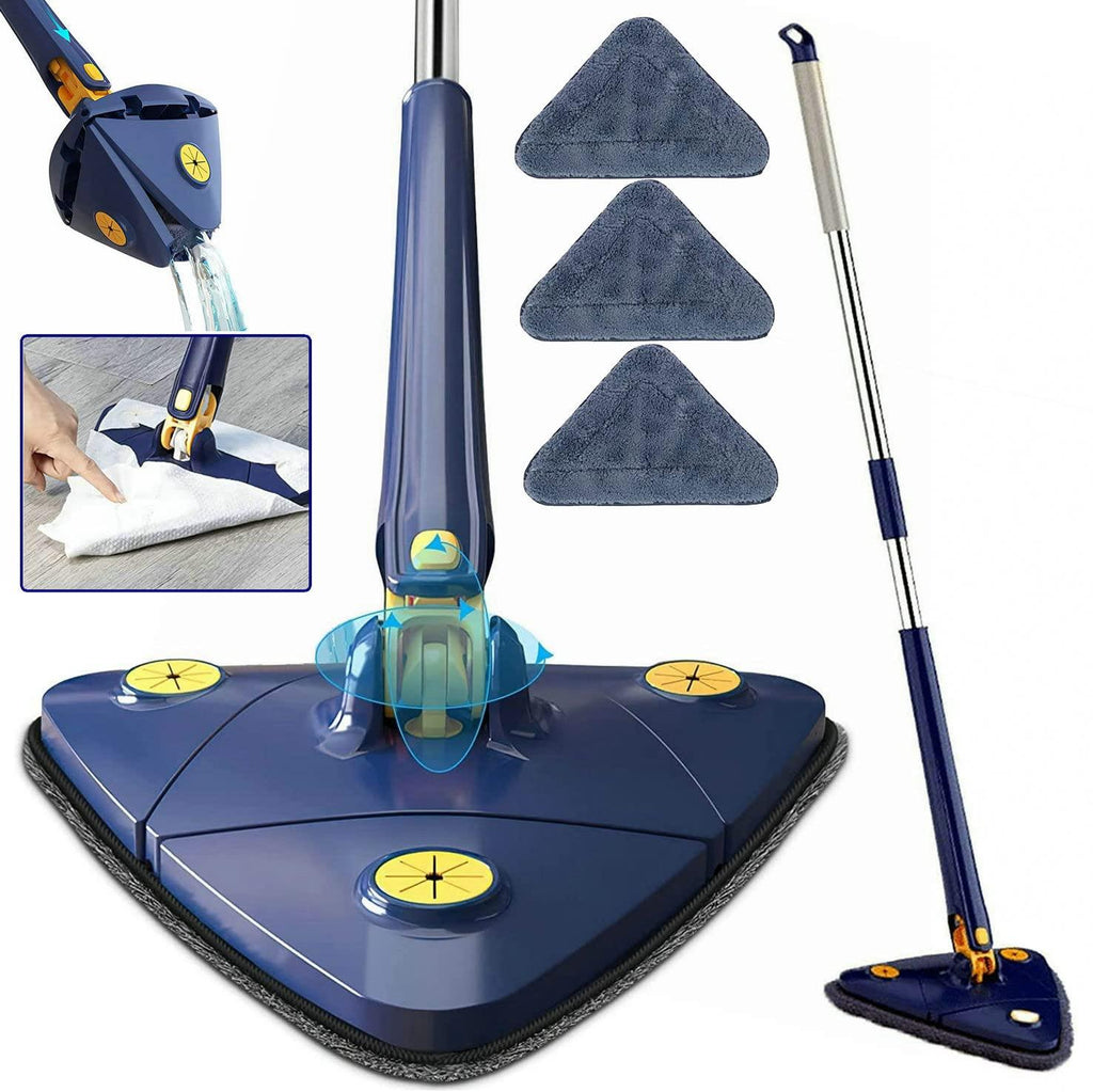 Multipurpose Triangular Mop with 3 Free Microfiber Refills