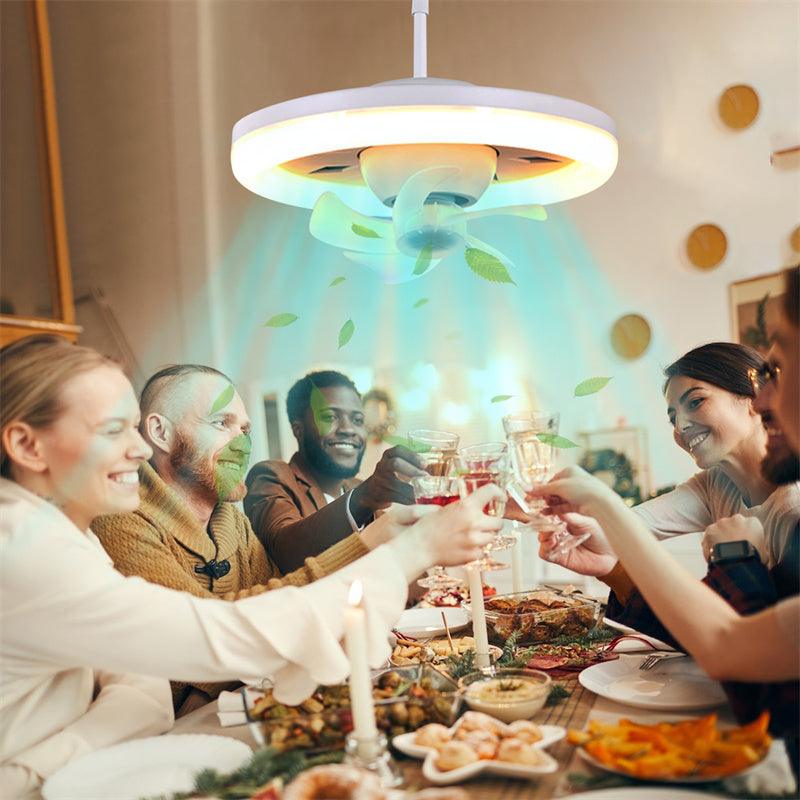 Ceiling Fan with Circular LED Light and Remote Control, Dual Voltage